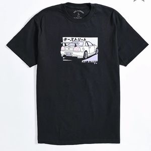 Men’s black key street R34 t shirts with car